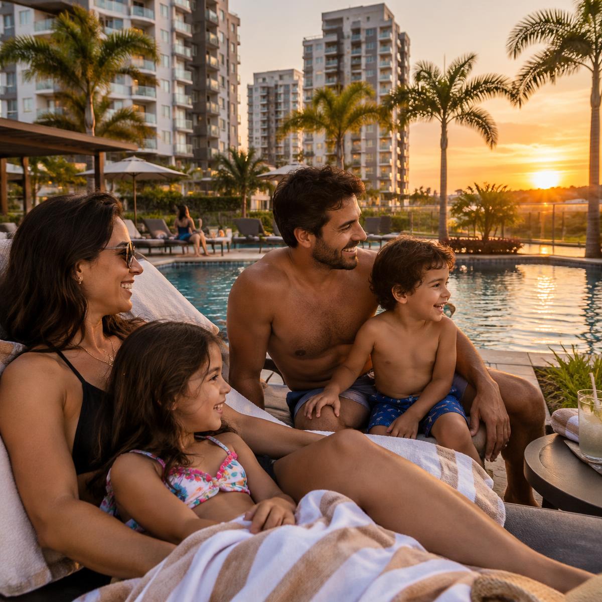 Família no lazer do condomínio